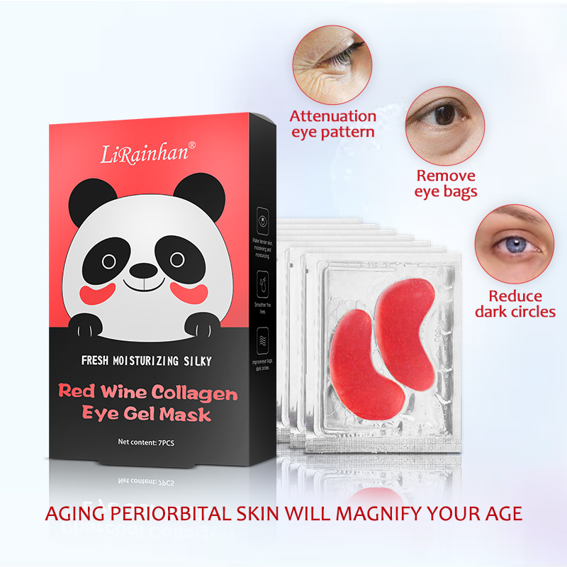 7 Bags Red Wine Collagen Under Eye Patches for Eye Bags and Wrinkles By LIRAINHAN