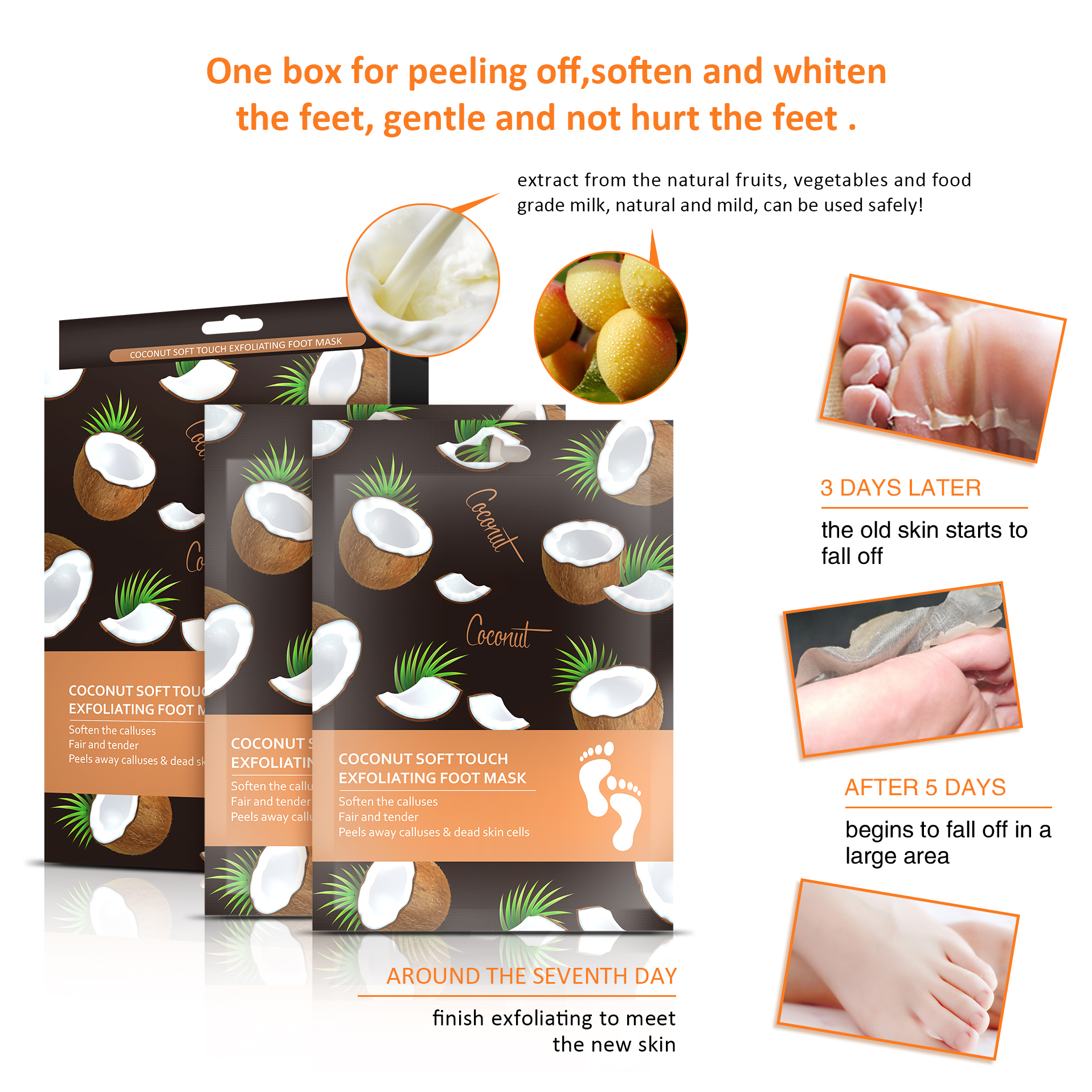 Coconut Exfoliating Foot Mask for Women and Men Feet Peeling Mask Exfoliating By LIRAINHAN