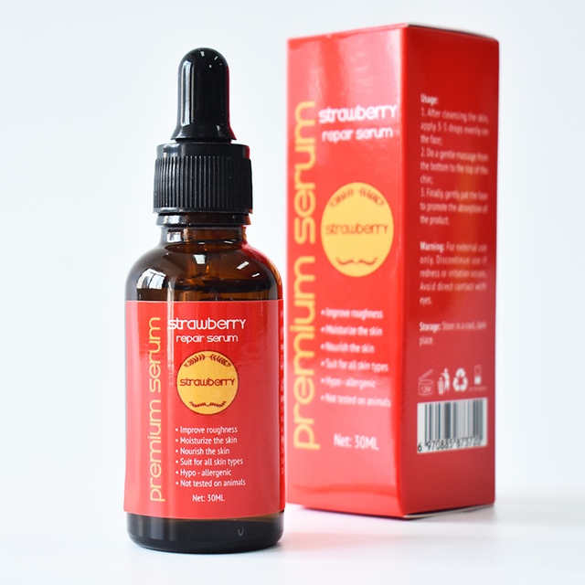 OEM ODM Strawberry-VC Brightening Facial Serum For Soothing & Reduces Excess Oil & Improves Skin Luminosity