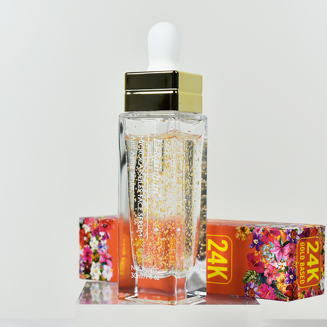 Customized 24K Gold Face Serum Organic Private Label Face Whitening Anti Aging 24K Gold Serum
