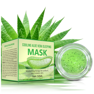 Private Label Hydrating Soothing Organic Aloe Vera Overnight Sleeping Facial Mask for Skin & Sunburn Relief, Moisturizing
