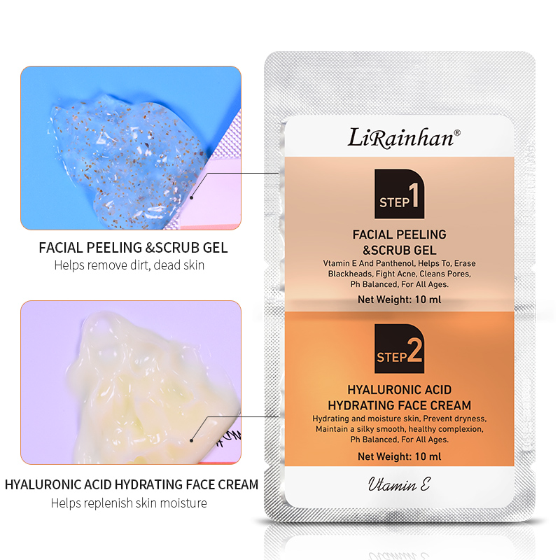 Facial deep cleansing peeling exfoliating gel + moisturizing and smoothing skin cream 1+1 skin care set