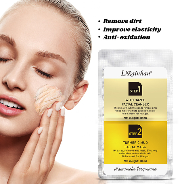 Witch Hazel Facial Cleanser and Turmeric Brightening Clay Mud Facial Mask Skin Care Kits