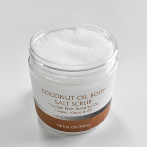 Custom Coconut Oil Exfoliating Salt Scrub For Body - Win Against Aging, Acne, Eczema, Psoriasis & Dead Skin Scars