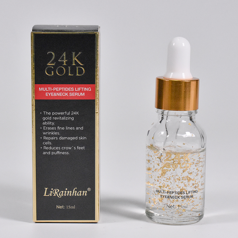 Factory Custom 24k Peptide Lifting Eye Neck Face Serum for Dark Circles, Puffiness, and Aging - Lifts, Firms, and Tightens Skin