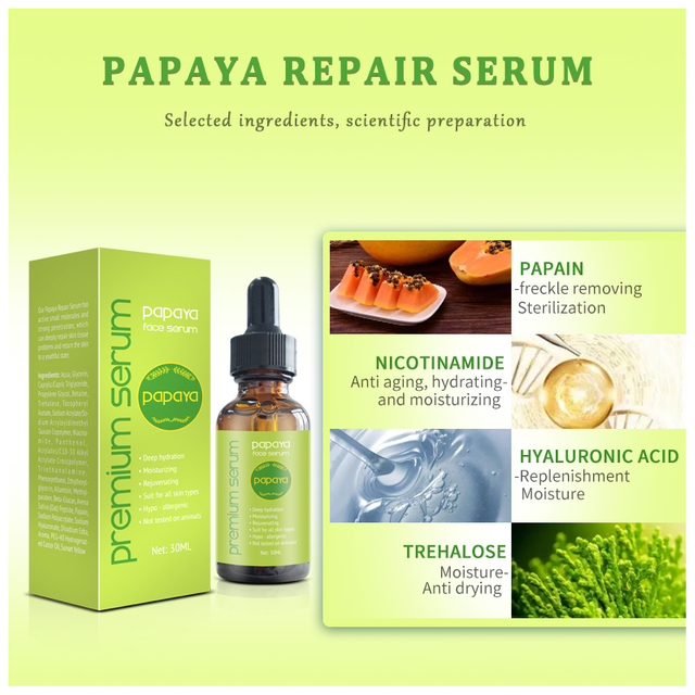 OEM ODM Brightening Papaya Face Serum with Vitamin C and Niacinamide