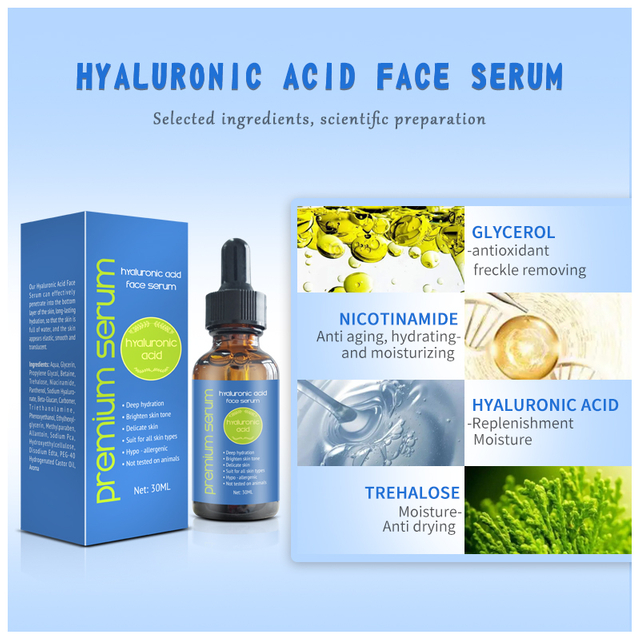 OEM ODM Deep Hydration Non-greasy Moisturize, Plump, Firm, And Smooth Hyaluronic Acid Serum For Youthful Skin 