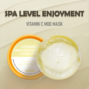 Vitamin C Bright Mud Facial Clay Mask for Dark Spots, Skin Care for Controlling Oil and Refining Pores By Private Label