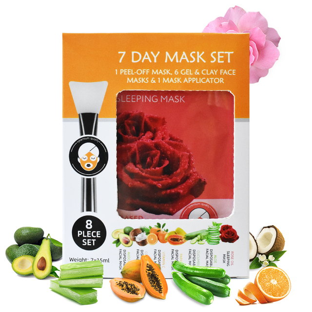Private Label 7 Days Facial Mask Box Set 7s -Start your everyday mask project with 7 types of fabric, 7 types of ingredients