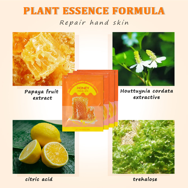 Private Label Hand Purify Sparking Crystal+Purify Sparking Activator+Walnut Scrub+ Moisturizing Cream 4 Steps Honey Hand Care Set