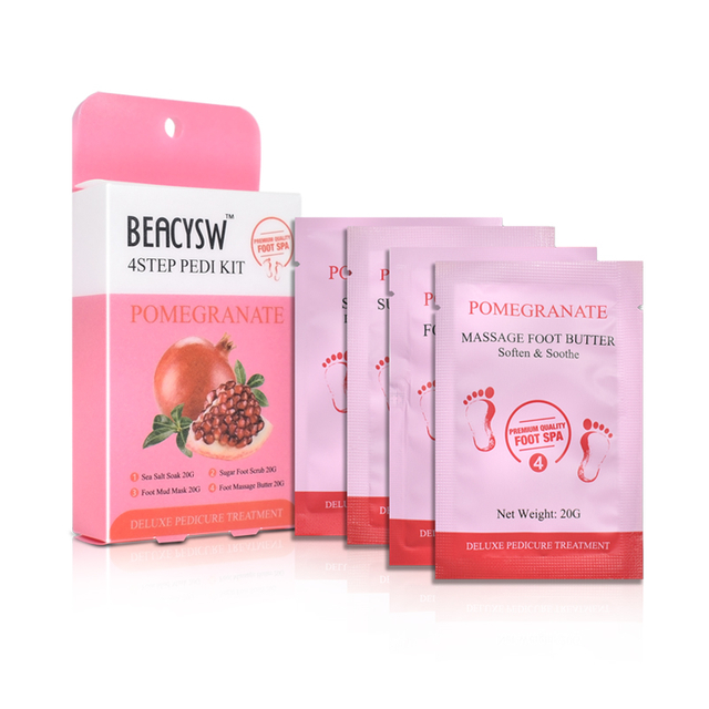 LIRAINHAN Moisturizing Exfoliating Pomegranate 4Step Sugar Scrub PEDI KIT