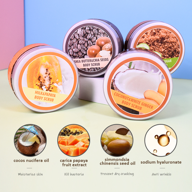 Private Label Exfoliating Scrub, Containing Coconut&White Ginger , Cleansing And Smoothing Skin