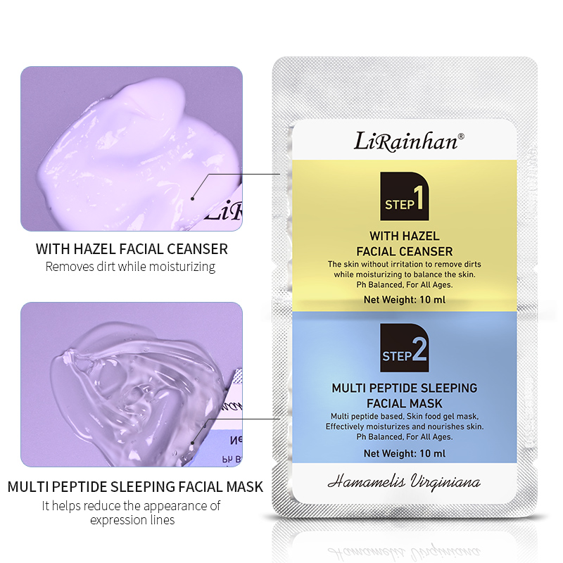 2 in 1 Skin Care Products,Witch Hazel Facial Cleanser and Multi Peptide Sleeping Anti-Aging Facial Mask