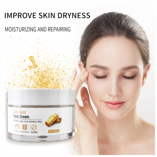 Moisturizing 24k Gold Day and Night Creams with Hyaluronic Acid, Collagen, Retinol By OEM ODM OBM 