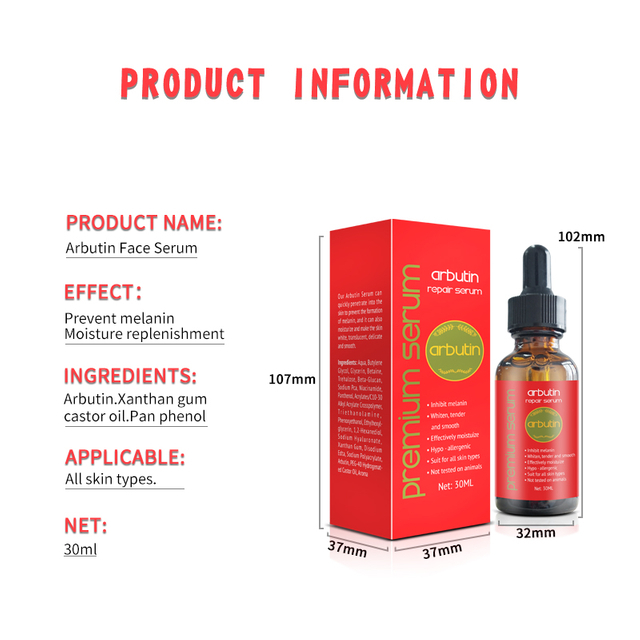 OEM ODM Dark Spots Removal Anti-pigmentation Arbutin Serum For Men & Women to Remove Blemishes, Acne Marks & Tanning