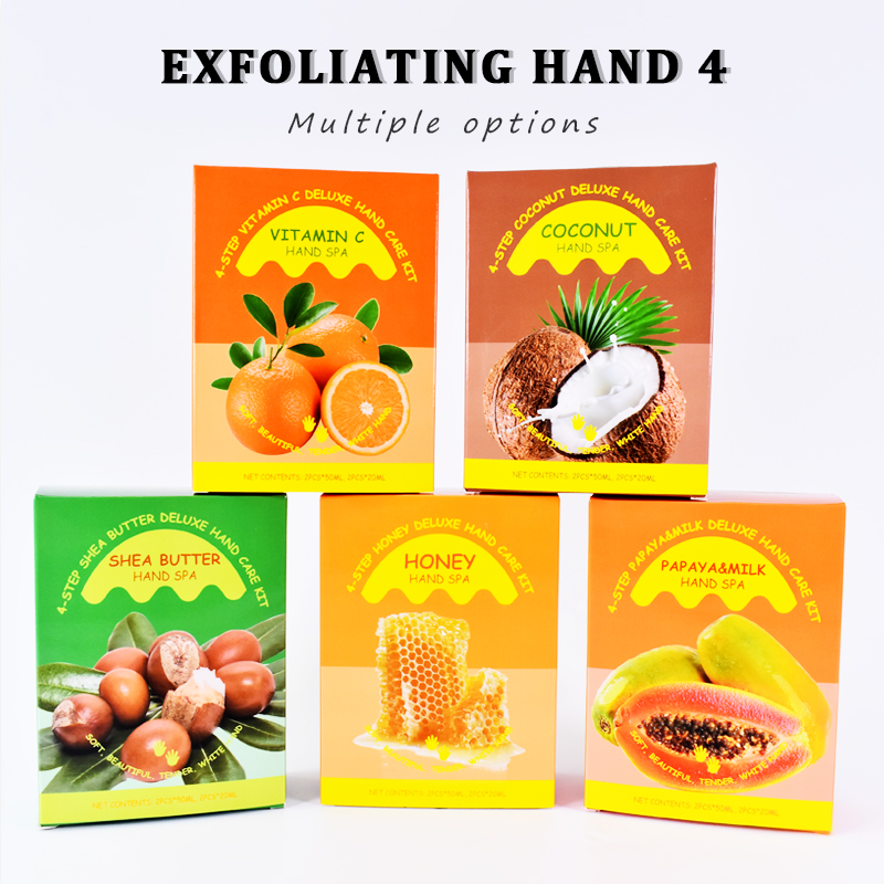 Private Label Hand Purify Sparking Crystal+Purify Sparking Activator+Walnut Scrub+ Moisturizing Cream 4 Steps Honey Hand Care Set
