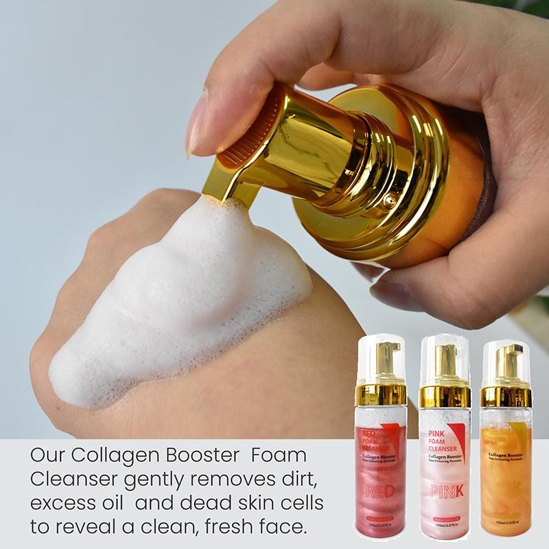  24K GOLD Collagen Booster Foam Facial Mousse Cleanser With Argan oil By Factory Wholesale 