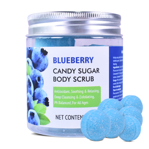 Custom logo Exfoliating Deep Cleansing Smooth Moisturize Hydrating Skin Blueberry Candy Sugar Body Scrub with Collagen