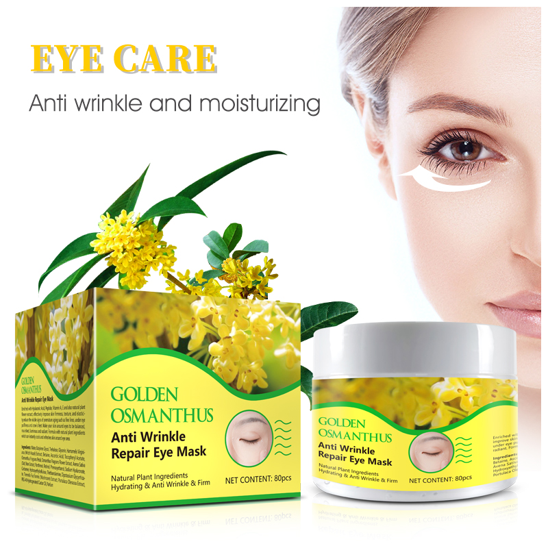 Private Label Golden Osmanthus Eye Treatment Masks Under Eye Patches Dark Circles Treatment Eye Bags Patches Puffy Eyes Anti-Wrinkle Undereye Gel Pads 