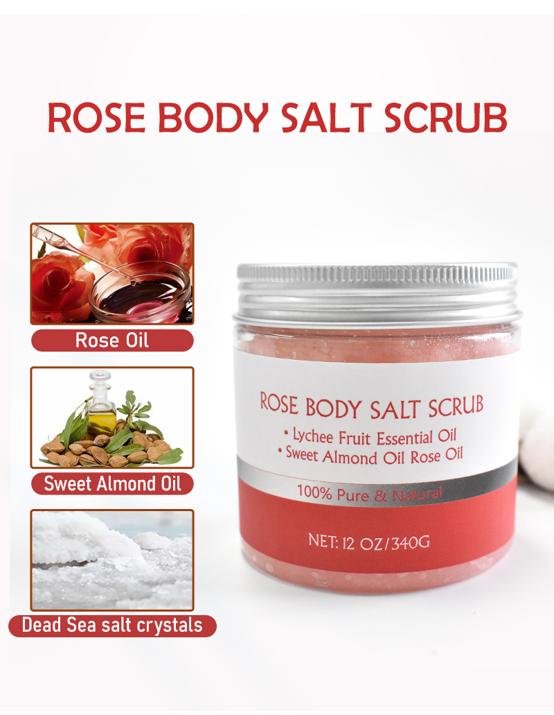 Custom Moisturizer Exfoliating Bath Salt Cruelty-free Rose Salt Body Scrub Skin Cleaser 