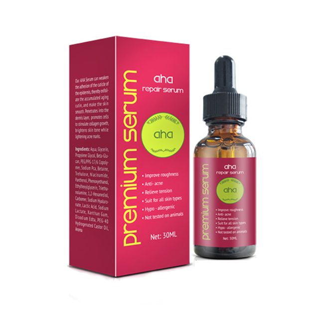 Factory OEM ODM AHA Repair Serum For Intensive Rejuvenating Smoothing Serum, Gently Exfoliates, Hydrates, Evens Skin Tone 