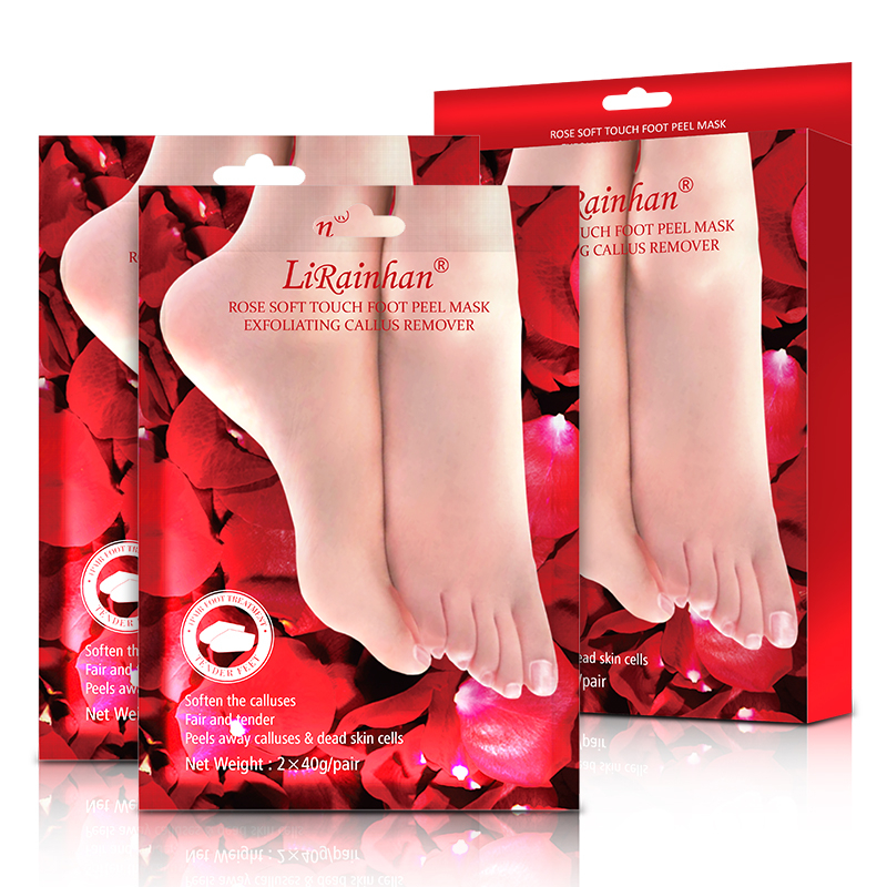 Factory Custom Soft Smooth Touch Natural Exfoliator Rose Foot Masks for Dry Dead Skin, Callus, Repair Rough Heels