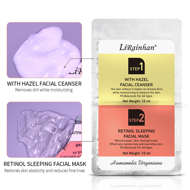 2 in 1 Skin Care Products,Witch Hazel Facial Cleanser and Anti Aging Wrinkle Removal Retinol Sleeping Facial Mask
