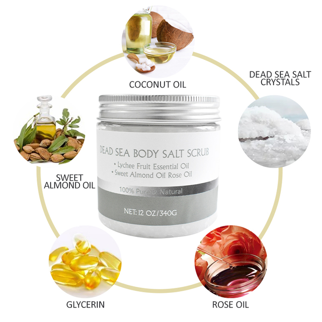 Custom Dead Sea Minerals Salt Exfoliating Body Scrub for Hands & Legs Body Exfoliant 
