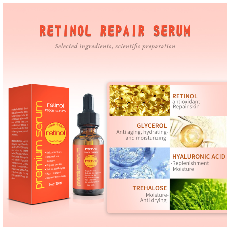 OEM ODM Herbal Resurfacing Retinol Serum for Anti-Aging, Wrinkle Smoothing, Dark Spot Corrector, Brighten Dullness