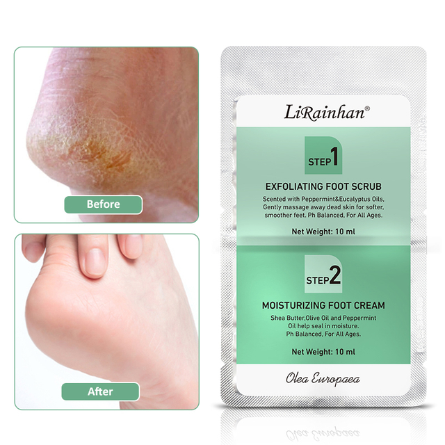  LIRAINHAN Hydrating Moisturizing Exfoliating Scrub for foot+Moisturizing Cream for foot