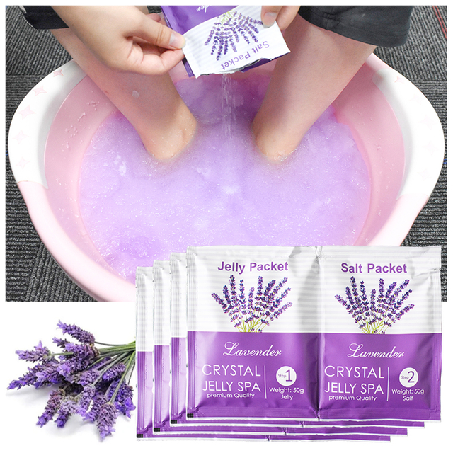 Custom Relax Relieve Skin Stress Soothe Lavender Jelly Foot Spa Exfoliate Detoxify Foot Soak