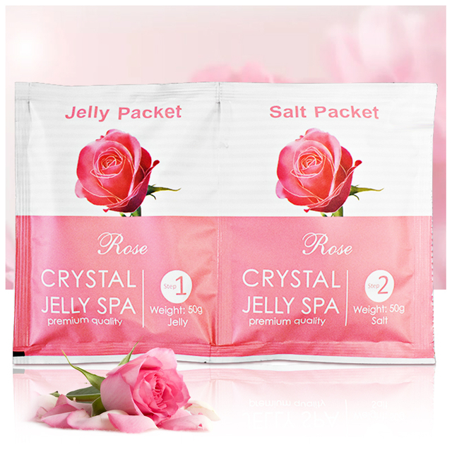 Custom Spa Exfoliating Detoxifying Moisturized Soothing Pedicure Rose Foot Soak Crystal Jelly+Salt 2 in 1 Set For Relax Stress