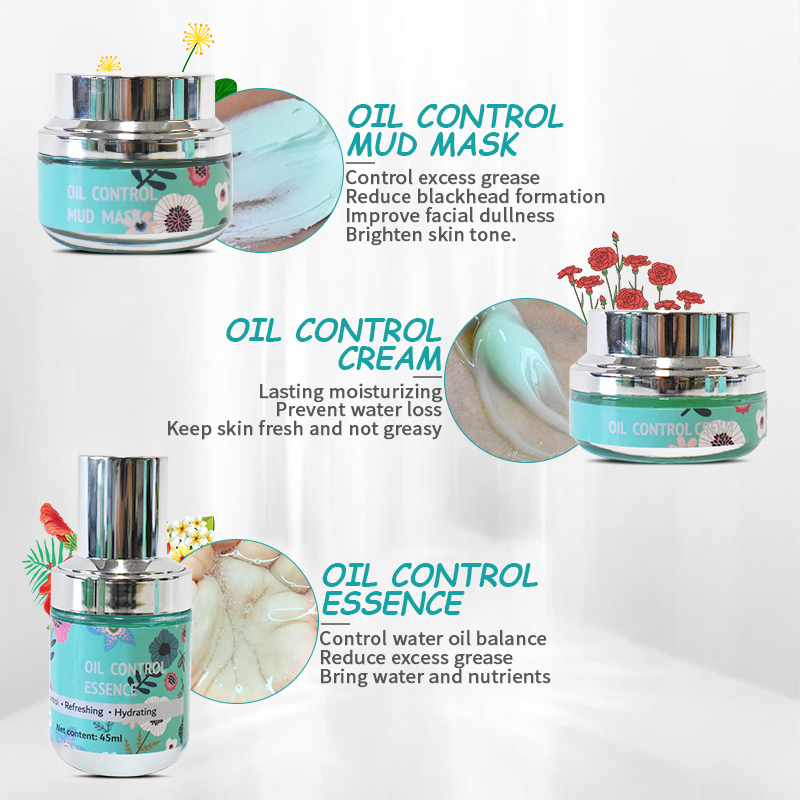 Private Label Oil Control Set With cream+serum+mud mask For Oill Skin