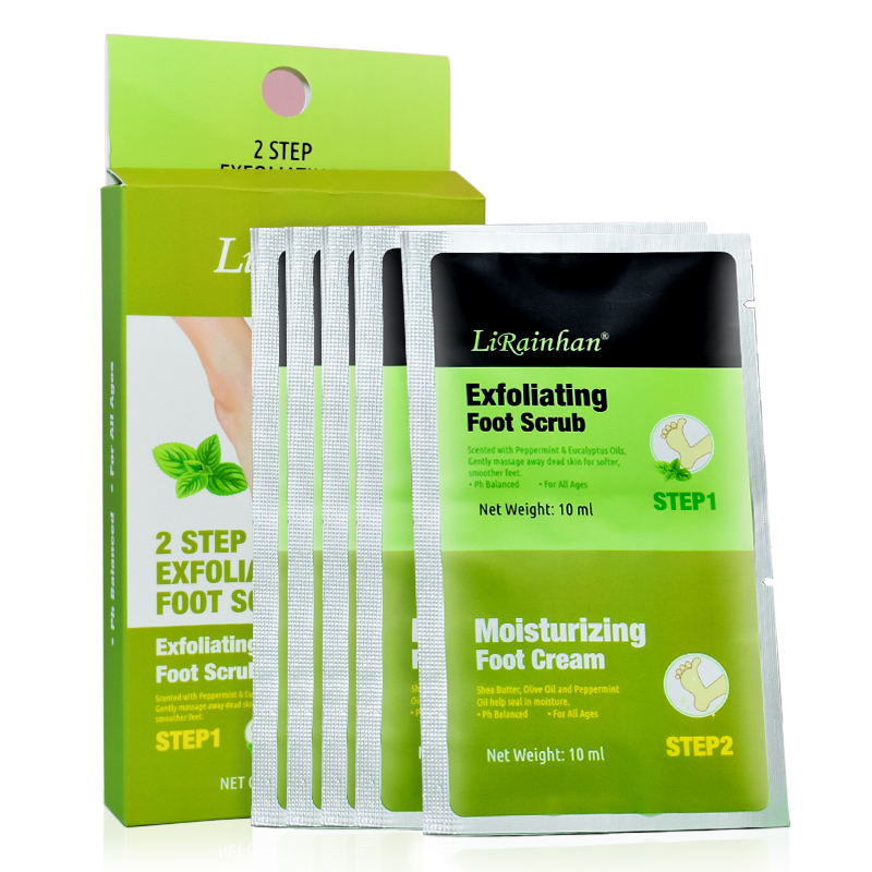 Foot care combination, exfoliating, whitening and exfoliating foot scrub + moisturizing shea butter foot cream