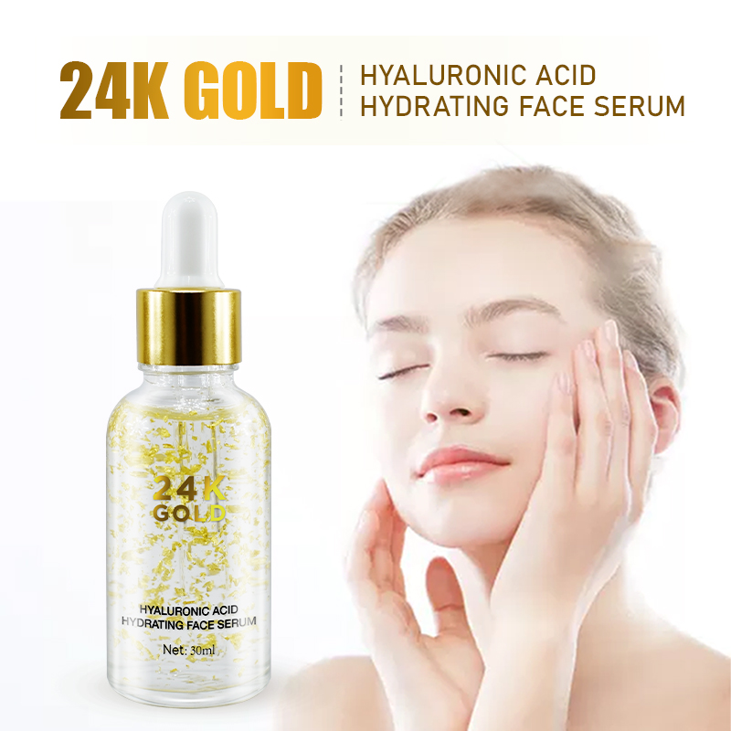 Factory Custom Skin Brightening Anti Aging Moisturizer 24K Gold Serum with Hyaluronic Acid for Dark Spots & Fine Lines