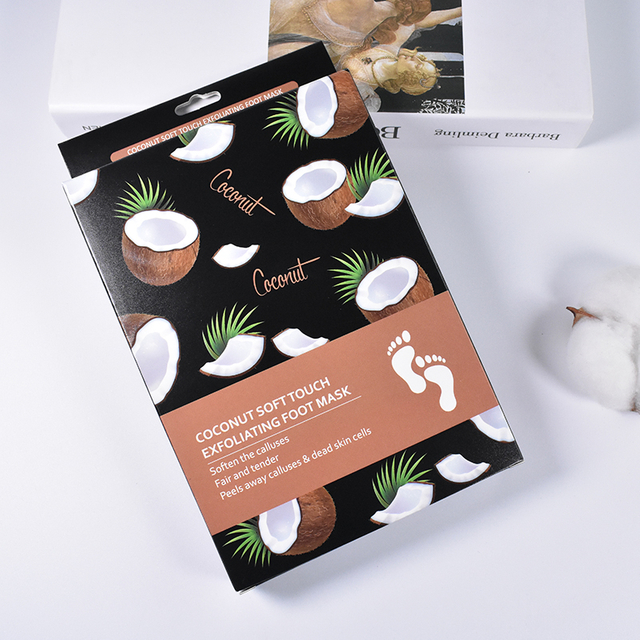 Factory Custom Exfoliating Feet Mask Peel with Natural Coconut Extract for Dry,Cracked Heels and Removing Dead Skin