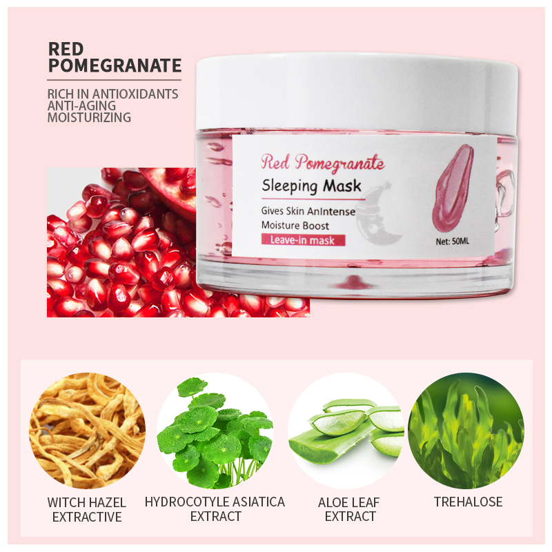 Custom Hydrating Plump, Smooth, & Brighten Skin Red Pomegranate Overnight Sleeping Mask 