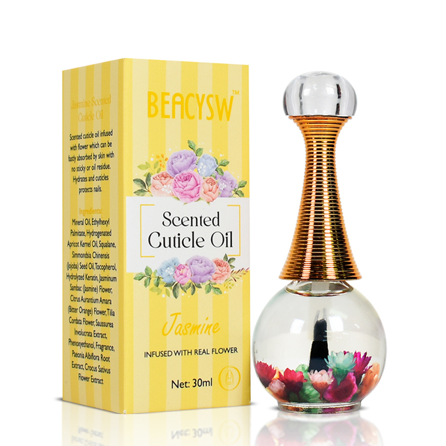 Private Label Flower Scented Nail Nourishing Liquids Revitalizing Cuticle Oil With Dry Flowers Cuticle Oil Nail
