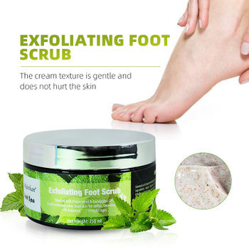 Exfoliating dead skin smoothing whitening foot skin scrub containing walnut particles