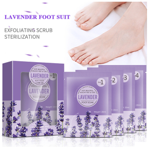 OEM ODM Foot Jelly Soak+ Salt Scrub+Mud Mask+Moisturizing Cream 4 Steps Lavender Foot Care Set