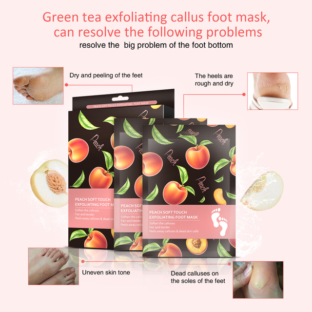 Foot Peel Mask with Peach for Dry Cracked Feet By LIRAINHAN