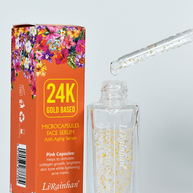 Customized 24K Gold Face Serum Organic Private Label Face Whitening Anti Aging 24K Gold Serum