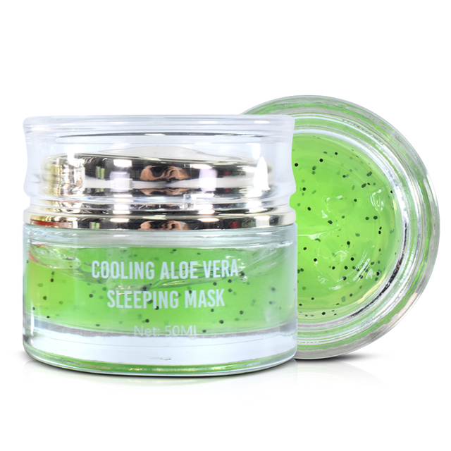 Private Label Hydrating Soothing Organic Aloe Vera Overnight Sleeping Facial Mask for Skin & Sunburn Relief, Moisturizing