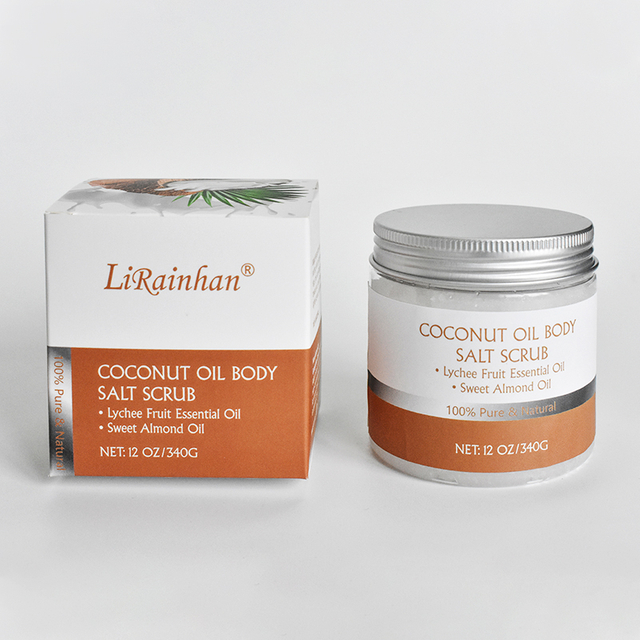 Custom Coconut Oil Exfoliating Salt Scrub For Body - Win Against Aging, Acne, Eczema, Psoriasis & Dead Skin Scars