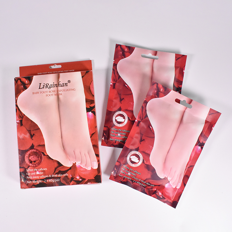 Factory Custom Soft Smooth Touch Natural Exfoliator Rose Foot Masks for Dry Dead Skin, Callus, Repair Rough Heels