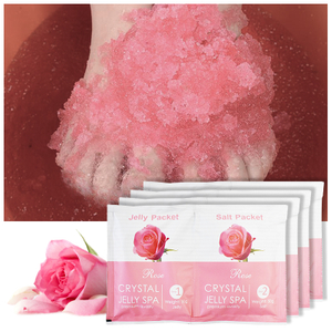 Custom Spa Exfoliating Detoxifying Moisturized Soothing Pedicure Rose Foot Soak Crystal Jelly+Salt 2 in 1 Set For Relax Stress