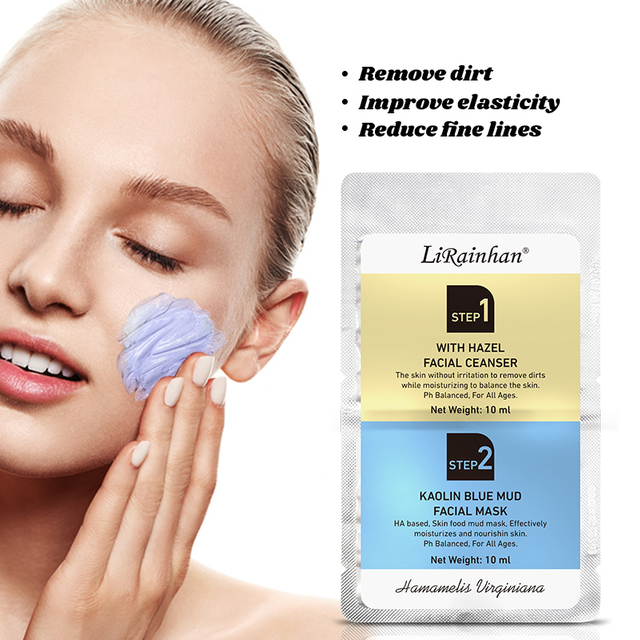 Witch Hazel Facial Cleanser and Kaolin blue Mud Facial Mask 1+1 2PCS Skin Care Sets 